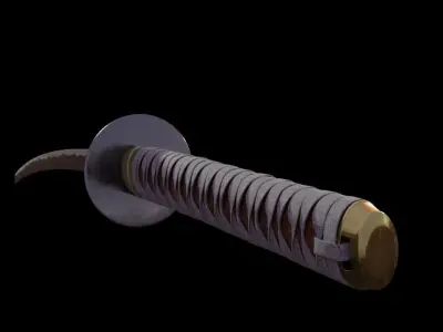 katana samurai sword Free 3D model 6