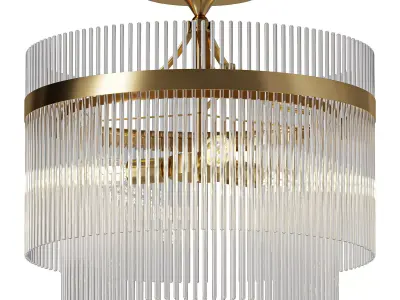 NineLighting Ribglow Antique Brass Ceiling Light 3D model