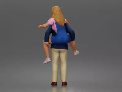 Man Giving Woman Piggyback Ride In Blazer Overalls And Sneakers 3D print model