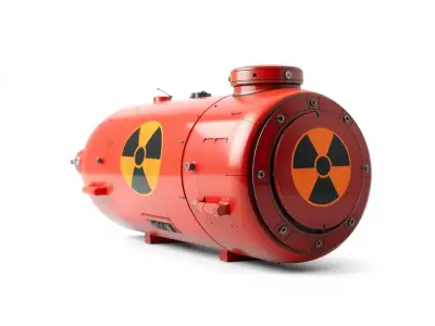 Red Torpedo Model Pack with Hazard Symbol Low-poly 3D model