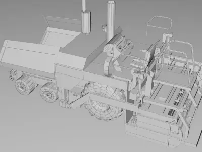 Asphalt Paver Caterpillar Heavy Machinery Construction Vehicle Low-poly 3D model