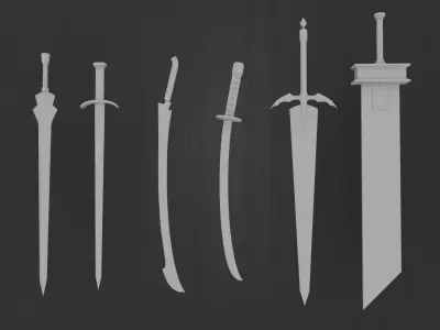 Sword Collection two swords Low-poly 3D model