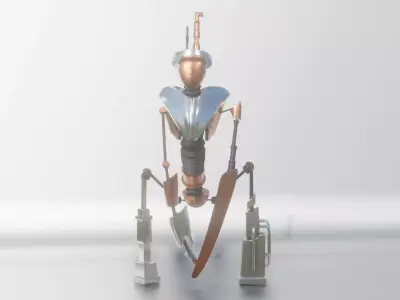 steam punk robot Low-poly 3D model