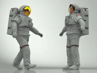 Astronaut Suit with Male Figure Rigged for Cinema 4D 3D model