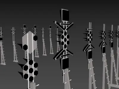 SKC-HSS Train Signals Low-poly 3D model