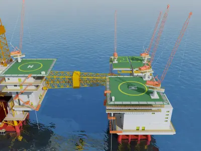 Offshore drilling platform-oil drilling 3D model