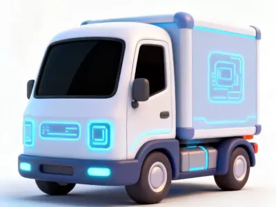 Futuristic Stylized Delivery Truck 3D Model Low-poly 3D model