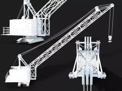 Mobile port Crane heavy duty lift hoist untextured 3D model