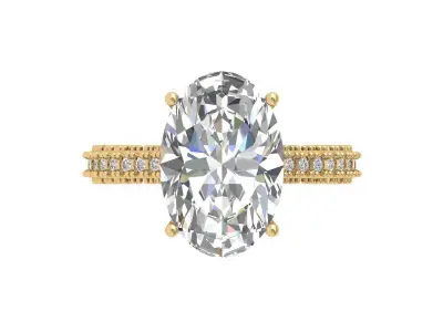 Oval Art Deco Ring 3D print model 8