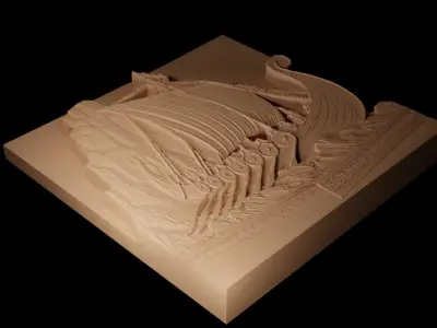 Viking Ship CNC 3d Print High Relief Sand Casting 3D print model