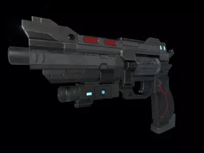 Scifi HandCannon Type A - Low Poly model for games Low-poly 3D model