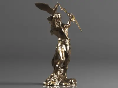 Greek God Zeus Thunderbolt Strike Cold Cast Resin 3D print model
