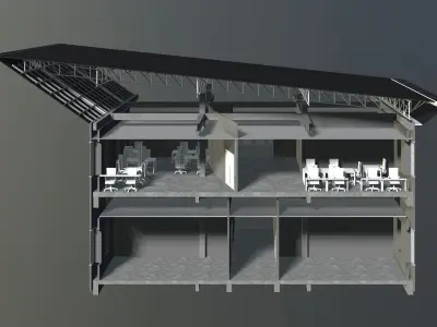Office in section cut 3D model purchase
