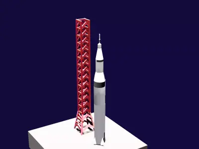 Rocket like saturn V 3D model