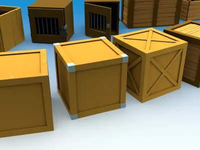 Set of boxes Free low-poly 3D model