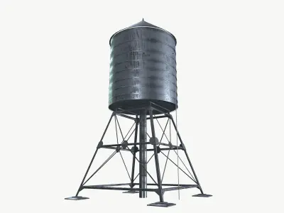 Water tank Low-poly 3D model 2