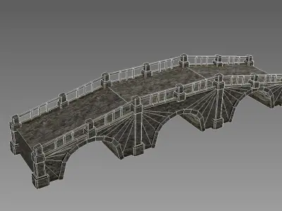 Old stone bridge Low-poly 3D model