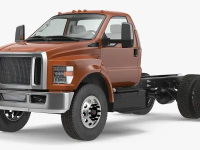 Crew Cab Chassis Truck Generic Rigged 3D model purchase