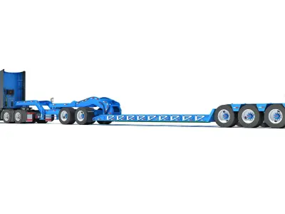 Semi Truck with Platform Trailer 3D model purchase