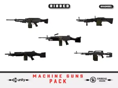 machines guns rigged pack 3D model