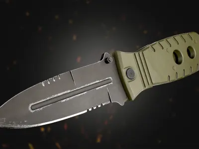 Military Tactical Knife lowpoly 3d game asset Free low-poly 3D model