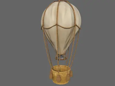 Stylized hot air balloon PBR game ready  Low-poly 3D model