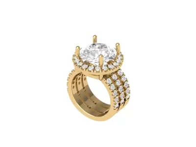 Solitaire Engagement Art Deco Ring 3D print model
