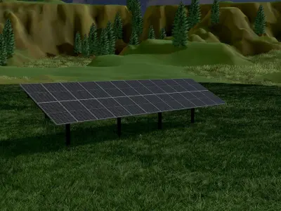 Agri-Photovoltaic Solar Panel 120 degrees 16m Low-poly 3D model