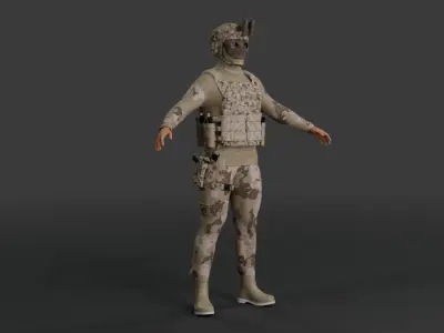 Elite Tactical Operative  Military Character with Rig  Assets Low-poly 3D model