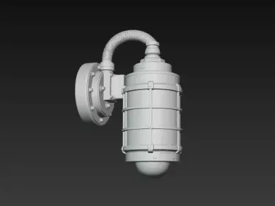 Industrial Wall Lamp - Sci-Fi Steampunk Light PBR Game Ready Low-poly 3D model