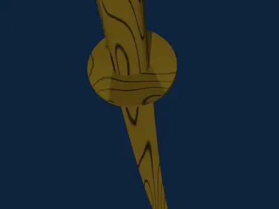 Training wooden sword katana low-poly Low-poly 3D model