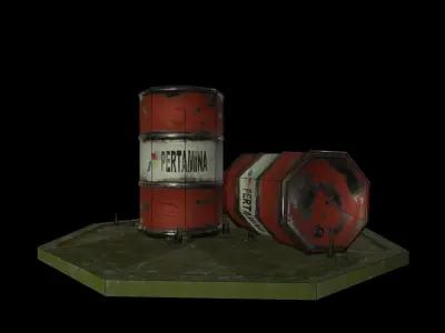 Barrel Pertamina Asset Low-poly 3D model