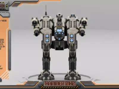 Hammer MK2 BattleMech Low-poly 3D model