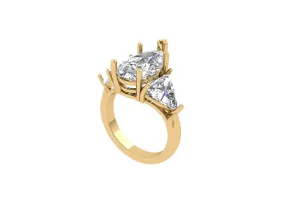 Pear 3 Stone Bridal Ring 3D print model purchase