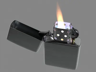 Classic Oil Lighter with Flame VDB for Blender 3D model