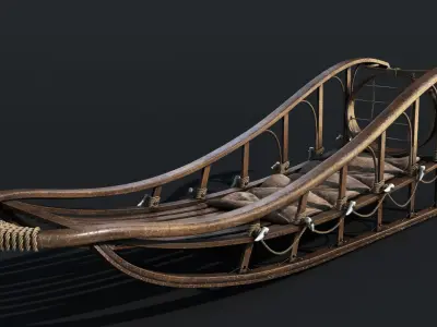 Sled wooden 3D model