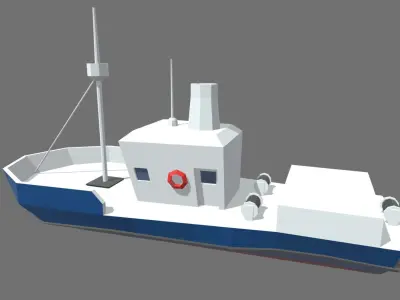 Low Poly Fishing Boat 01 Low-poly 3D model