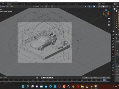 Delorean 3d Model render in blender Low-poly 3D model