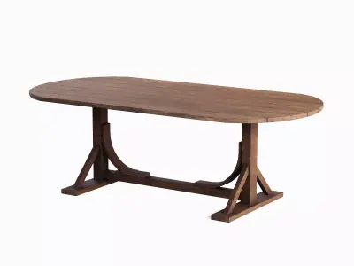 Medieval Wooden Tavern Table 04 Low-poly 3D model