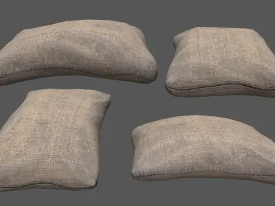 sandbag set pile of sacks Low-poly 3D model