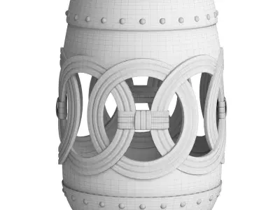 Antique Blue Double Coin Ceramic Garden Stool 3D model