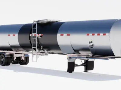 Hot Oil Tank Trailer Low-poly 3D model