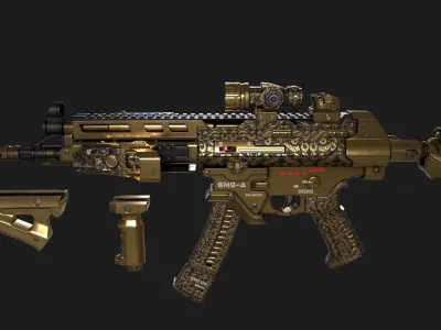 Submachine gun Alpha Low-poly 3D model