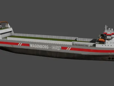 Ro-Ro Cargo vessel Low-poly 3D model