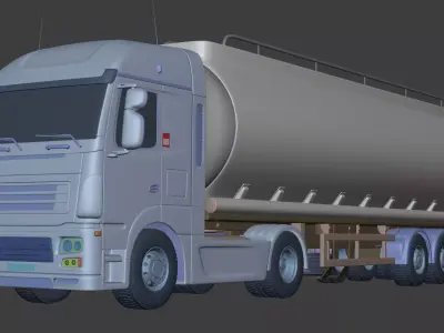 Generic Fuel Tanker Truck -- Semi Trailer -- Tank 3D model