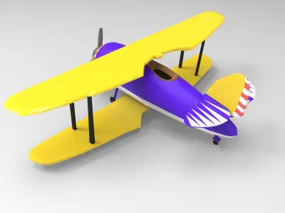 Lowpoly Doublewing plane Low-poly 3D model