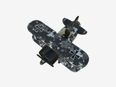 Airplane Cartoon A11 Black Camouflage - Classic Aircraft Low-poly 3D model