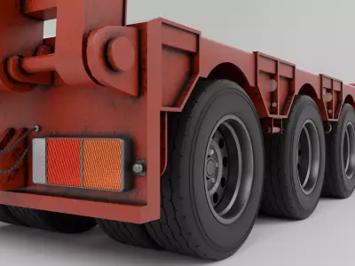 Lowboy Trailer Realistic Industrial Low-poly 3D model