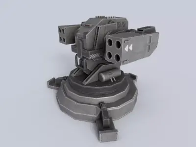 Prototype turret Low-poly 3D model Low-poly