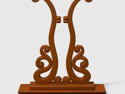 Chinese Traditional Palace Hand Fan Wooden Stand Low-poly 3D model
